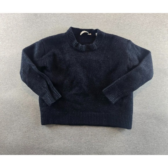 Vince Cropped Merino & Cashmere Sweater Womens Small Navy Ribbed Neck & Hem - Picture 1 of 9